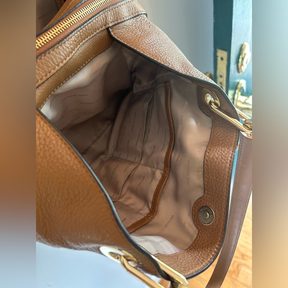 Michael Kors Raven Tote Large Shoulder Bag Acorn (brown) Pebbled Leather Gold - Picture 14 of 16